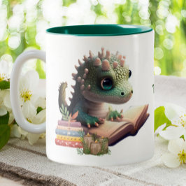 Cute Alligator Läser en Bok-Personlig Två-Tonad Mugg
