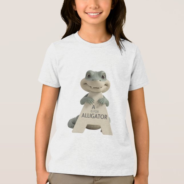Cute Alligator Letter A Kids T-Shirt | Animal Alph (Framsida)