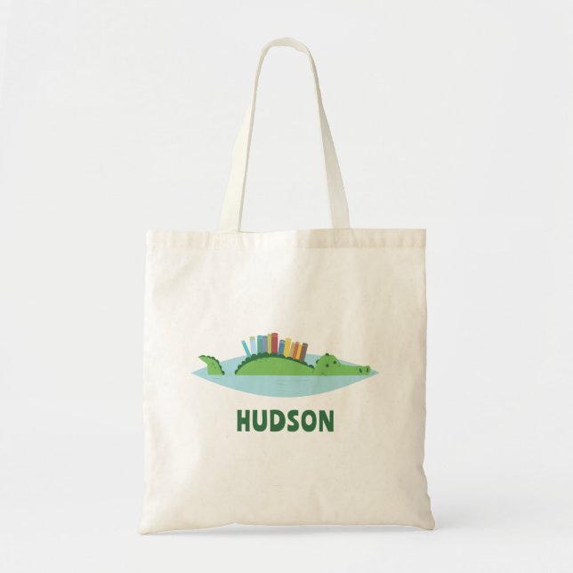 Cute Alligator Library Tote Bag Tygkasse (Framsidan)