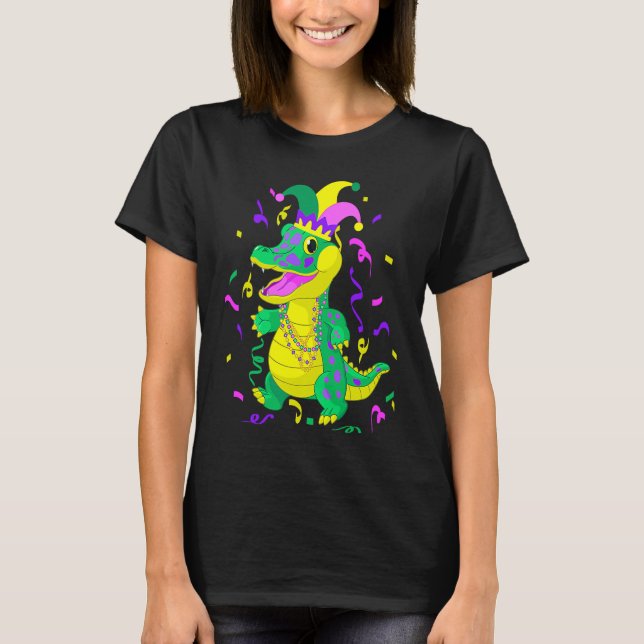 Cute Alligator Mardi Gras   Mardi Gras Alligator T Shirt (Framsida)