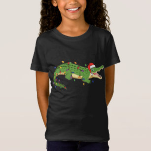 Cute Alligator med jultomtens Hat Jul Ljus X T Shirt