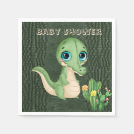 Cute Alligator och Succulents Baby Shower Pappersservett