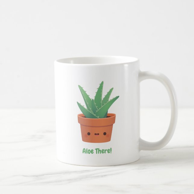 Cute Aloe där Hej där, vid Hälsning Pun Kaffemugg (Höger)