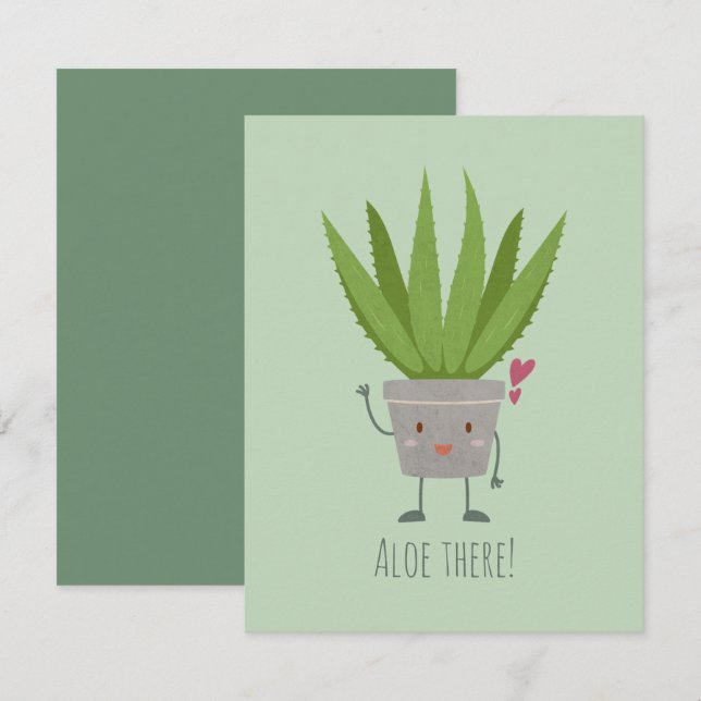 Cute Aloe Vera Anteckningskort (Fram/baksida)