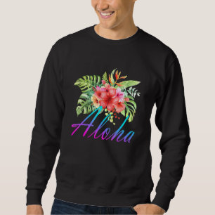 Cute Aloha Hawaiian Islands Hawaii Flower Lång Ärmad Tröja