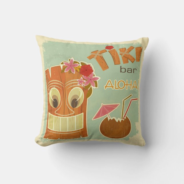 Cute Aloha Tiki Pub Pineapple Tecknad Kudde (Framsida)