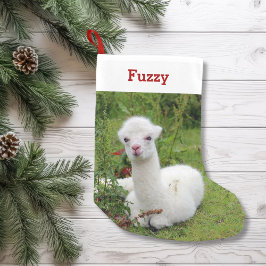 Cute Alpaca Älskare Pet Photo and Namn Personlig Liten Julstrumpa