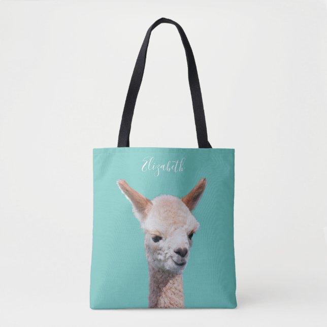 Cute Alpaca, anpassa Namn Tygkasse (Framsida)