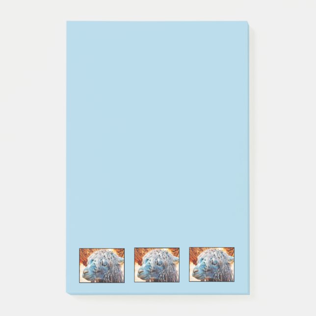 Cute Alpaca Baby i Blue Post-it Block (Framsida)