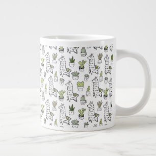 Cute Alpaca & Cactus Mönster Jumbo Mugg