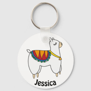 Cute Alpaca Doodle-Personlig Nyckelring