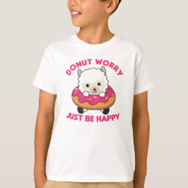 Cute Alpaca Funny Animals in Donut Rosa T Shirt