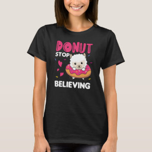 Cute Alpaca Funny Animals in Donut Rosa T Shirt