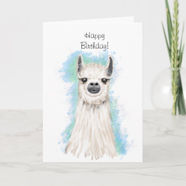 Cute Alpaca Grattis på födelsedagen Kort (Framsida)
