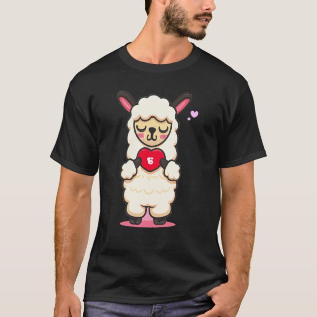 cute Alpaca Lama love for Woman for valentineu2019 T Shirt (Framsida)