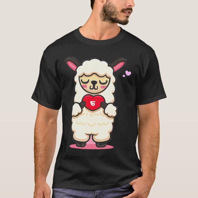 cute Alpaca Lama love for Woman for valentineu2019 T Shirt (Framsida)
