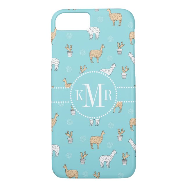 Cute Alpaca Llama Cactus Mönster Case-Mate iPhone Skal (Baksida)