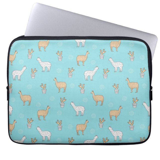 Cute Alpaca Llama Cactus Mönster Laptop Fodral (Framsidan)
