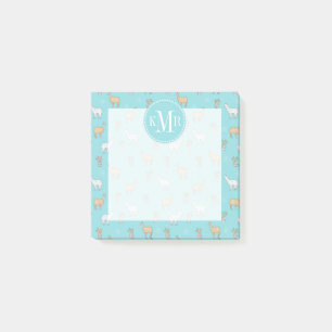 Cute Alpaca Llama Cactus Mönster Post-it Block