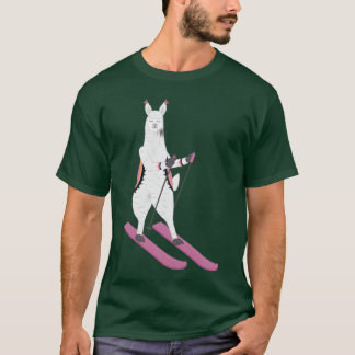 Cute Alpaca Llama Skiing Ski Snowboard Sport Gift  T Shirt