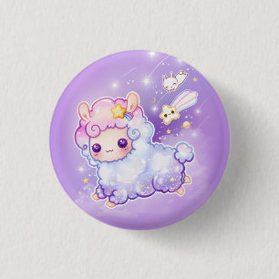 Cute alpaca med kawaii-skjutstjärna knapp
