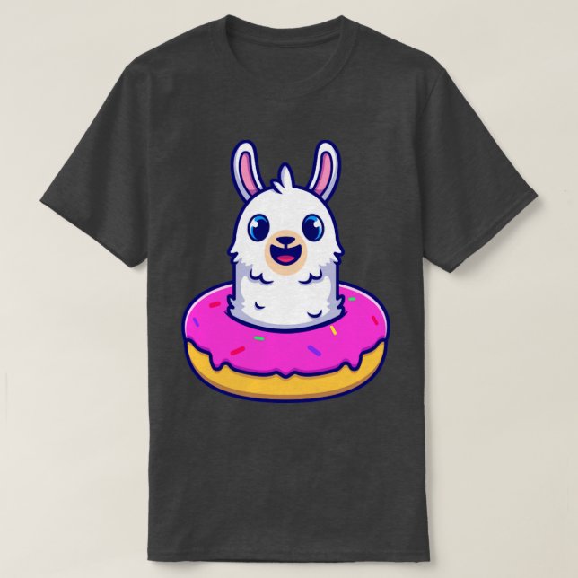 Cute Alpaca med Tecknad av ringrötter T Shirt (Design framsida)