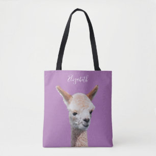 Cute Alpaca, Personalize Namn, Lavender Tygkasse