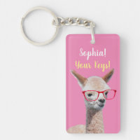 Cute Alpaca Red Glasses DIY, Namn Message, Rosa