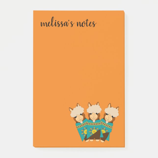 Cute Alpacas Rocking Goates & Teal Serapes Post-it Block (Framsida)