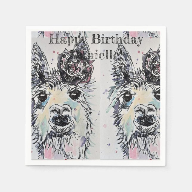 Cute Alpacca Llama Animal Decor Serviette Napkins Pappersservett (Framsidan)