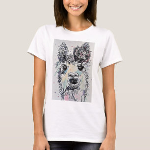 Cute Alpacca Llama Watercolor måla T Shirt