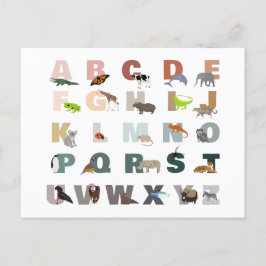 Cute Alphabet ABC-djur Helg Vykort