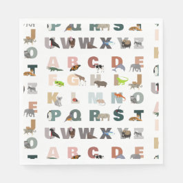 Cute Alphabet ABC-djur Pappersservett