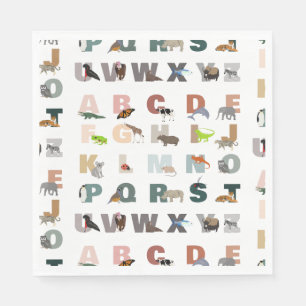 Cute Alphabet ABC-djur Pappersservett