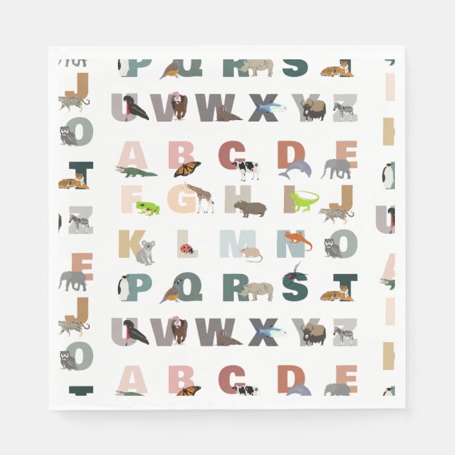 Cute Alphabet ABC-djur Pappersservett (Framsidan)