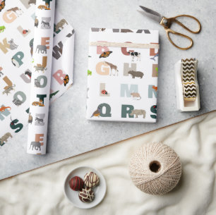 Cute Alphabet ABC-djur Presentpapper