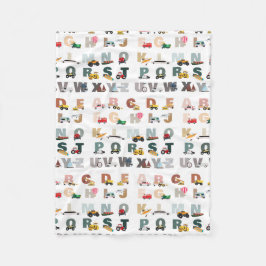 Cute Alphabet ABC Lastbilar, Transport Fordon Fleecefilt
