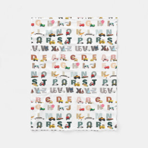 Cute Alphabet ABC Lastbilar, Transport Fordon Fleecefilt
