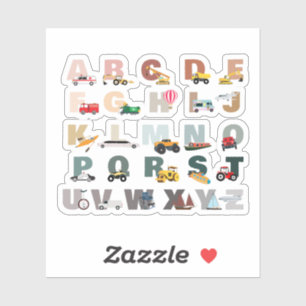 Cute Alphabet ABC Lastbilar, Transport Fordon Klistermärken