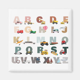 Cute Alphabet ABC Lastbilar, Transport Fordon Magnet