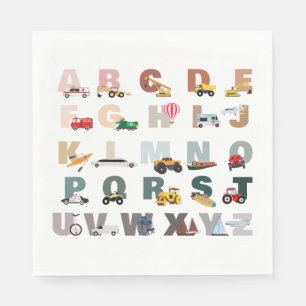 Cute Alphabet ABC Lastbilar, Transport Fordon Pappersservett