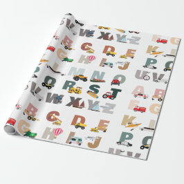 Cute Alphabet ABC Lastbilar, Transport Fordon Presentpapper