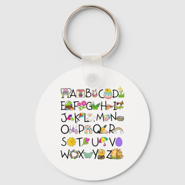 Cute Alphabet Funny Påsk Day Abc Alphabet Egg Ra Nyckelring (Framsida)