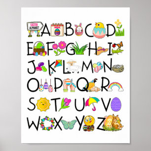 Cute Alphabet Funny Påsk Day Abc Alphabet Egg Ra Poster