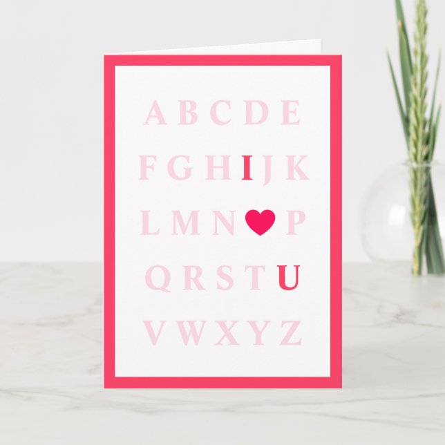 Cute Alphabet Kid's Valentine Day Card Tack Kort (Framsida)