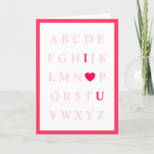 Cute Alphabet Kid's Valentine Day Card Tack Kort