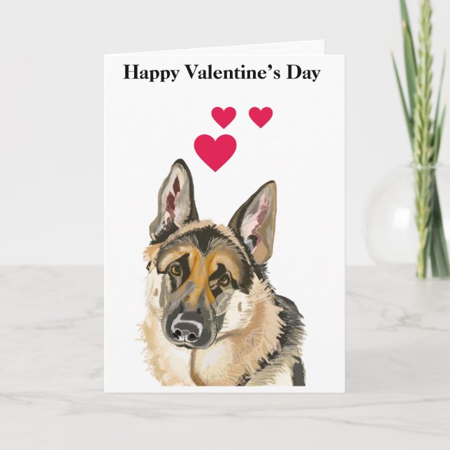 Cute Alsatian Porträtt Valentine Helgkort (Framsida)