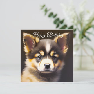 Cute Alsatian Puppy Birthday Julkort