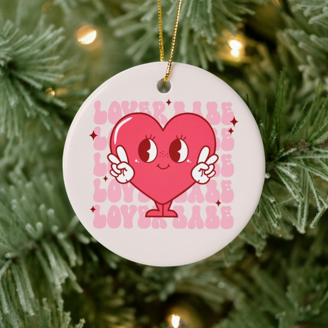 Cute Älskare Babe Heart Julgransprydnad Keramik (Träd)