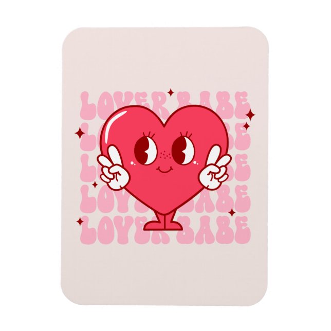 Cute Älskare Babe Heart Magnet (Vertikal)